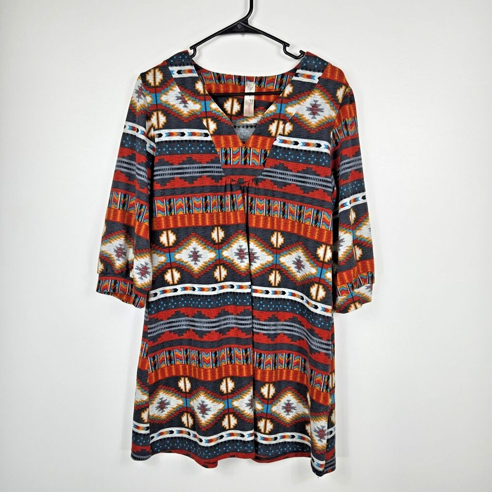 Yahada Women's Size Large Aztec Style Boho Mini Dress